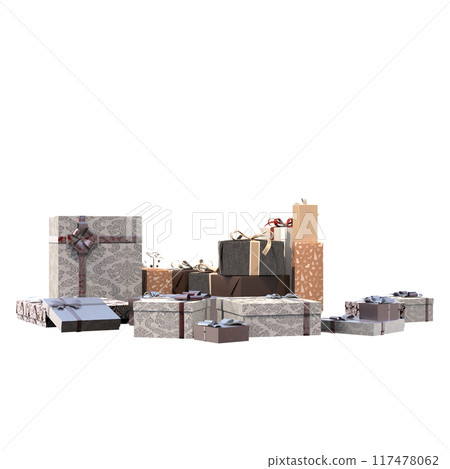 Christmas decorations, New Year's decor, isolate on a transparent background, 3D illustration, cg render Christmas decorations, New Year's decor, isolate on a transparent background, 3D illustration, cg render 117478062