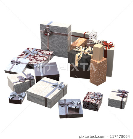 Christmas decorations, New Year's decor, isolate on a transparent background, 3D illustration, cg render Christmas decorations, New Year's decor, isolate on a transparent background, 3D illustration, cg render 117478064