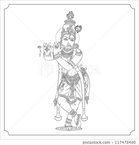 Hindu Goddess Krsnavatara outline vector illustration 117478480