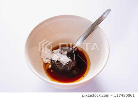 Making miso stir-fry sauce 117480061