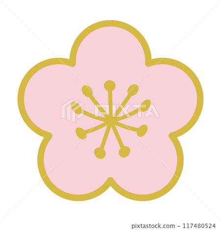 梅花插畫素材日本圖案透明背景 117480524