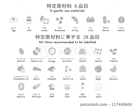 插圖集 28 種食物過敏的特定成分 插圖集 28 種食物過敏的特定成分 117480600
