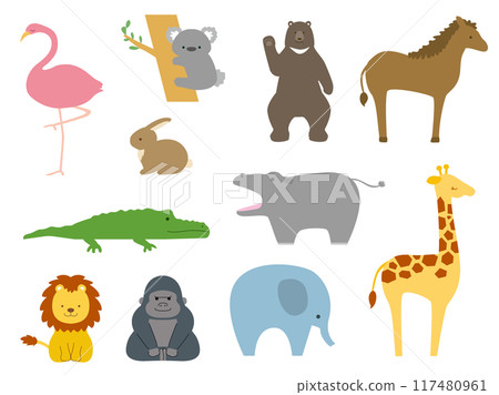 動物園裡可愛的動物插圖集 動物園裡可愛的動物插圖集 117480961
