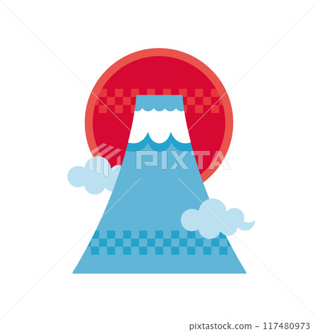 A deformed, modern illustration of Mt. Fuji and sunrise 117480973