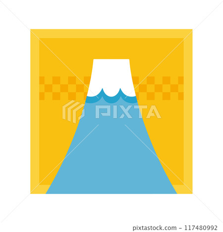 簡單的富士山插畫素材_黃色日式背景 117480992