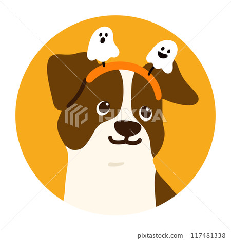 Simple and cute Halloween Jack Russell Terrier round icon illustration Simple and cute Halloween Jack Russell Terrier round icon illustration 117481338