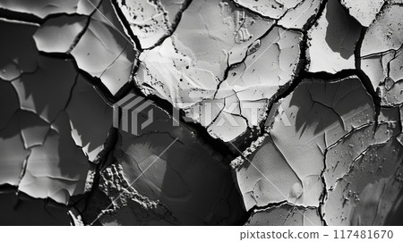 Dry land, during a drought. Cracked earth from a dry layer of a reservoir 117481670