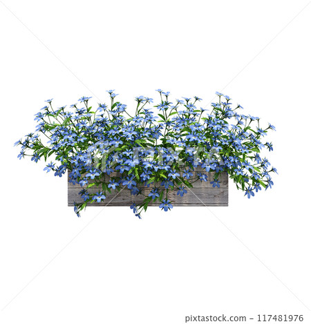 decorative flower in a pot isolate on a transparent background, 3D illustration, cg render 117481976