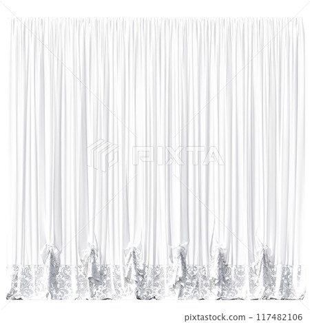 curtain isolated on a transparent background, interior decorations, 3D illustration, cg render 117482106