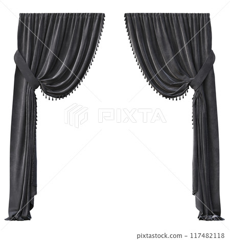 curtain isolated on a transparent background, interior decorations, 3D illustration, cg render curtain isolated on a transparent background, interior decorations, 3D illustration, cg render 117482118