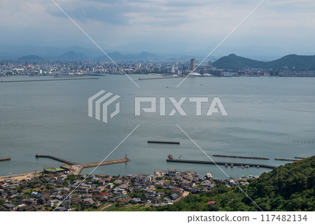 View of Megi Port below and Takamatsu on the opposite shore from Megijima Observatory View of Megi Port below and Takamatsu on the opposite shore from Megijima Observatory 117482134