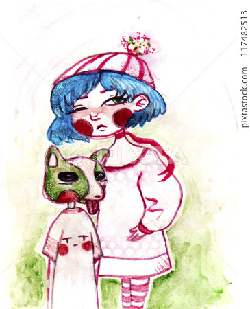 Manga style illustration drawing, sketch 117482513