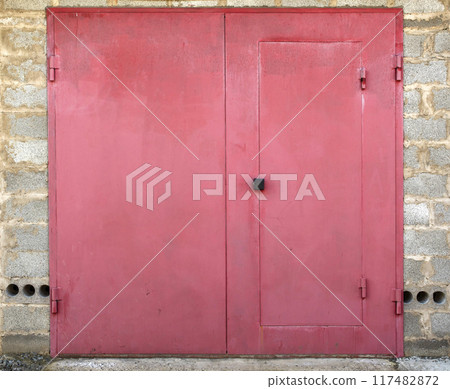 old metal warehouse door, hangar 117482872