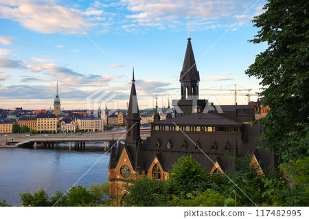Stockholm evening view from a high point, Sweden 117482995