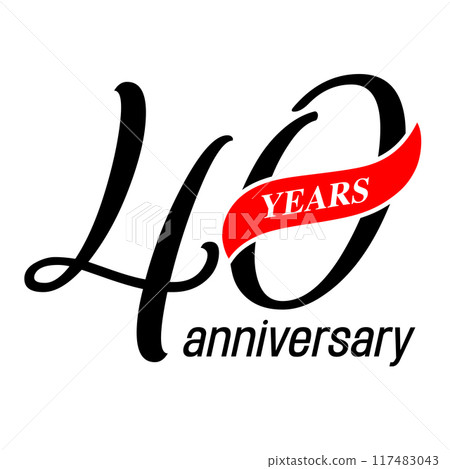 40 years anniversary vector icon, symbol, logo. Graphic background 40 years anniversary vector icon, symbol, logo. Graphic background 117483043