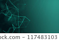 Abstract background of turquoise plexus connected by lines and dots, knots. Sea wave, depth structure. Smooth motion scientific pattern. Neural networks concept green Full HD, 4k	 117483103
