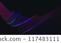 Digital wave on a black background. Multicolored wave minimalistic. Designer template, Technological event. Rainbow spectrum data stream. Modern clean creative gradient. 4k computer screensaver.	 117483111