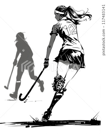 Female field hockey player Female field hockey player 117483141