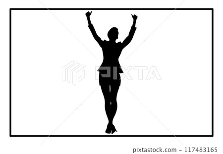 Businesswoman with her hands up silhouette, celebrating success silhouette Businesswoman with her hands up silhouette, celebrating success silhouette 117483165