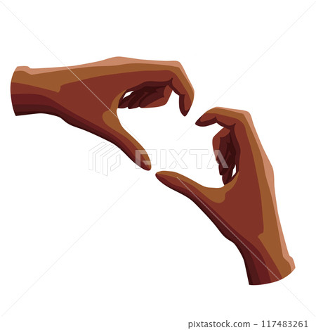 Human hands showing love sign. Vector clipart depicts emoji gesture. Design for valentines day Human hands showing love sign. Vector clipart depicts emoji gesture. Design for valentines day 117483261
