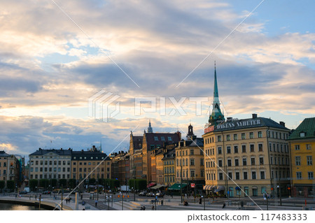 Stockholm, Sweden, Slussen cityscape at dusk Stockholm, Sweden, Slussen cityscape at dusk 117483333