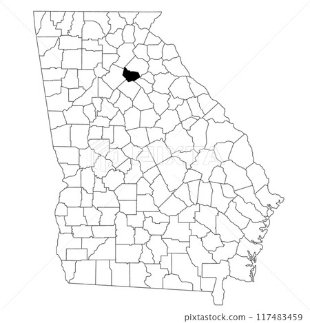 Map of barrow County in Georgia state on white background. single County map highlighted by black colour on Georgia map. UNITED STATES, US 117483459