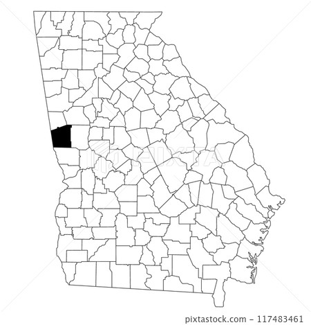 Map of troup County in Georgia state on white background. single County map highlighted by black colour on Georgia map. UNITED STATES, US 117483461