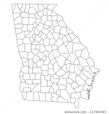 High detailed illustration map - outline Georgia State Map 117483465