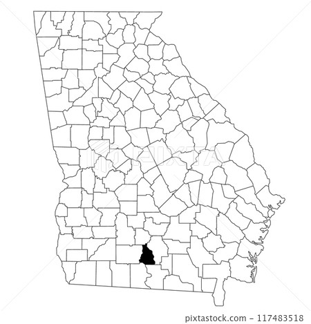 Map of Cook County in Georgia state on white background. single County map highlighted by black colour on Georgia map. UNITED STATES, US 117483518