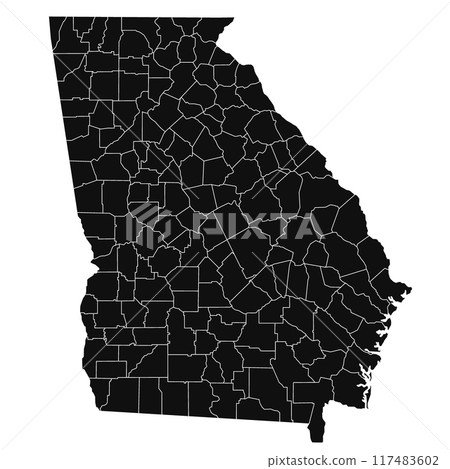 High detailed illustration map - outline Georgia State Map 117483602