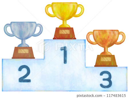 頒獎台和獎盃簡單 117483615