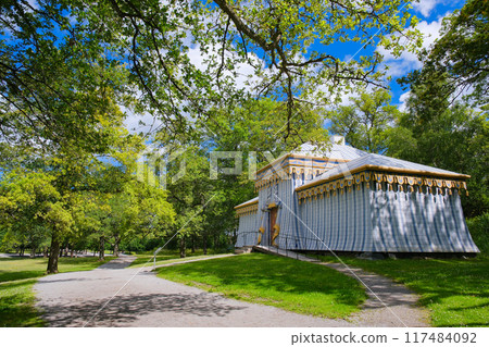 Guard tent at Drottningholm Palace, Stockholm, Sweden 117484092