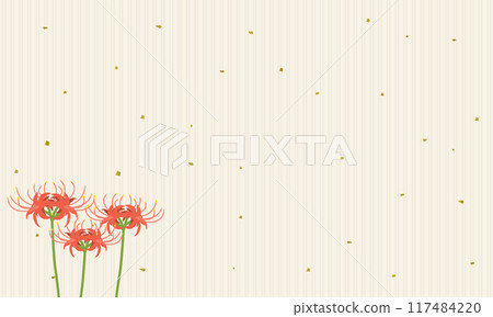 Red spider lilies and Japanese paper background 117484220