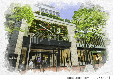 Watercolor style Umeda NU Chayamachi + Osaka City, Osaka Prefecture Watercolor style Umeda NU Chayamachi + Osaka City, Osaka Prefecture 117484281