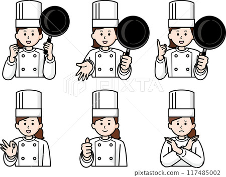 上半身姿勢 6 組:廚師女 上半身姿勢 6 組:廚師女 117485002