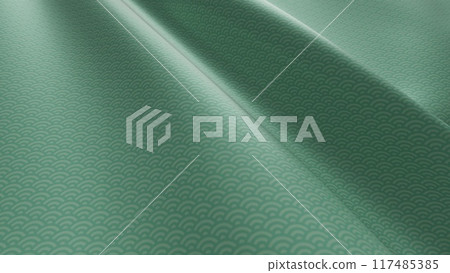 Beautiful Japanese patterned cloth, rolls of fabric, and kimono swaying in the wind 117485385