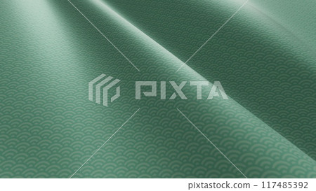 Beautiful Japanese patterned cloth, rolls of fabric, and kimono swaying in the wind 117485392