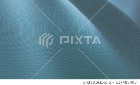 Beautiful Japanese patterned cloth, rolls of fabric, and kimono swaying in the wind Beautiful Japanese patterned cloth, rolls of fabric, and kimono swaying in the wind 117485406