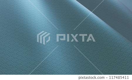 Beautiful Japanese patterned cloth, rolls of fabric, and kimono swaying in the wind 117485411