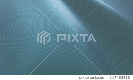 Beautiful Japanese patterned cloth, rolls of fabric, and kimono swaying in the wind 117485418