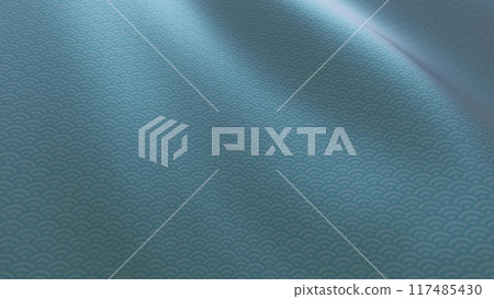 Beautiful Japanese patterned cloth, rolls of fabric, and kimono swaying in the wind 117485430