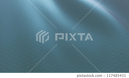 Beautiful Japanese patterned cloth, rolls of fabric, and kimono swaying in the wind 117485431