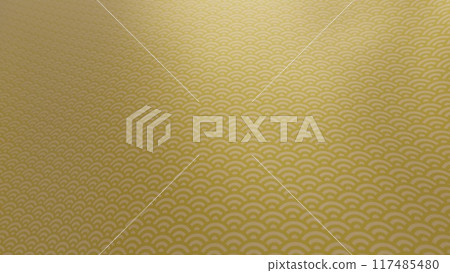 Beautiful Japanese patterned cloth, rolls of fabric, and kimono swaying in the wind 117485480