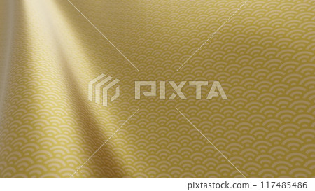 Beautiful Japanese patterned cloth, rolls of fabric, and kimono swaying in the wind 117485486