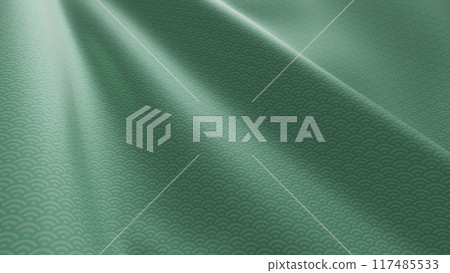 Beautiful Japanese patterned cloth, rolls of fabric, and kimono swaying in the wind Beautiful Japanese patterned cloth, rolls of fabric, and kimono swaying in the wind 117485533