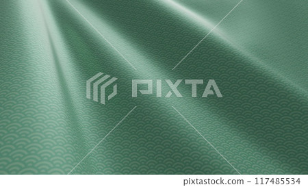 Beautiful Japanese patterned cloth, rolls of fabric, and kimono swaying in the wind 117485534