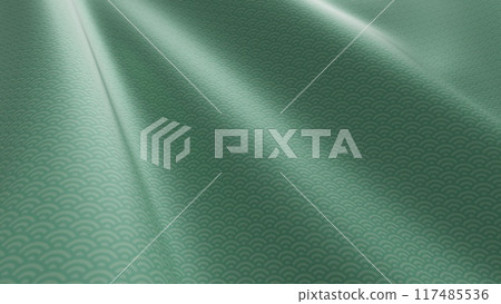 Beautiful Japanese patterned cloth, rolls of fabric, and kimono swaying in the wind 117485536