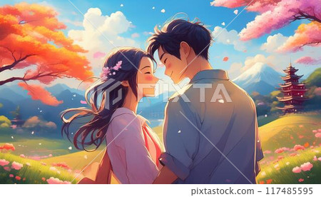 一對年輕夫婦在大自然中享受樂趣 117485595