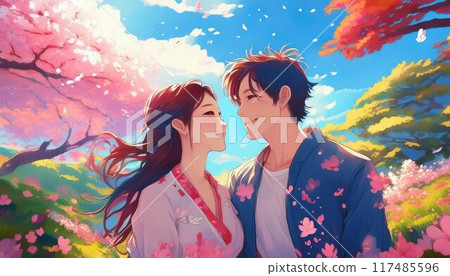 Young couple enjoying nature 117485596