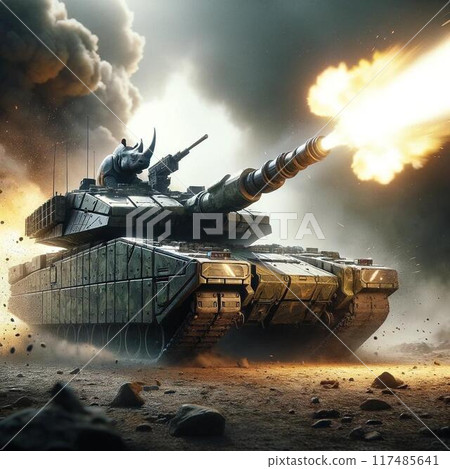 Tanks illuminated by the setting sun Tanks illuminated by the setting sun 117485641